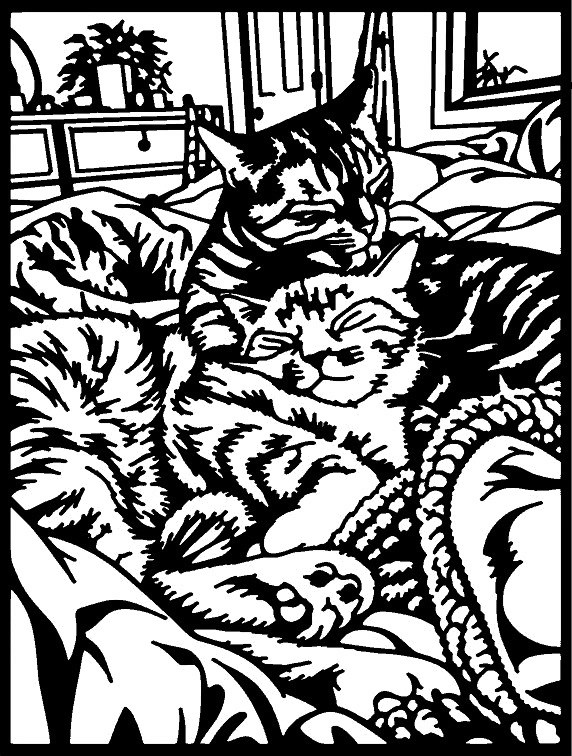 Two cats cuddling wall art