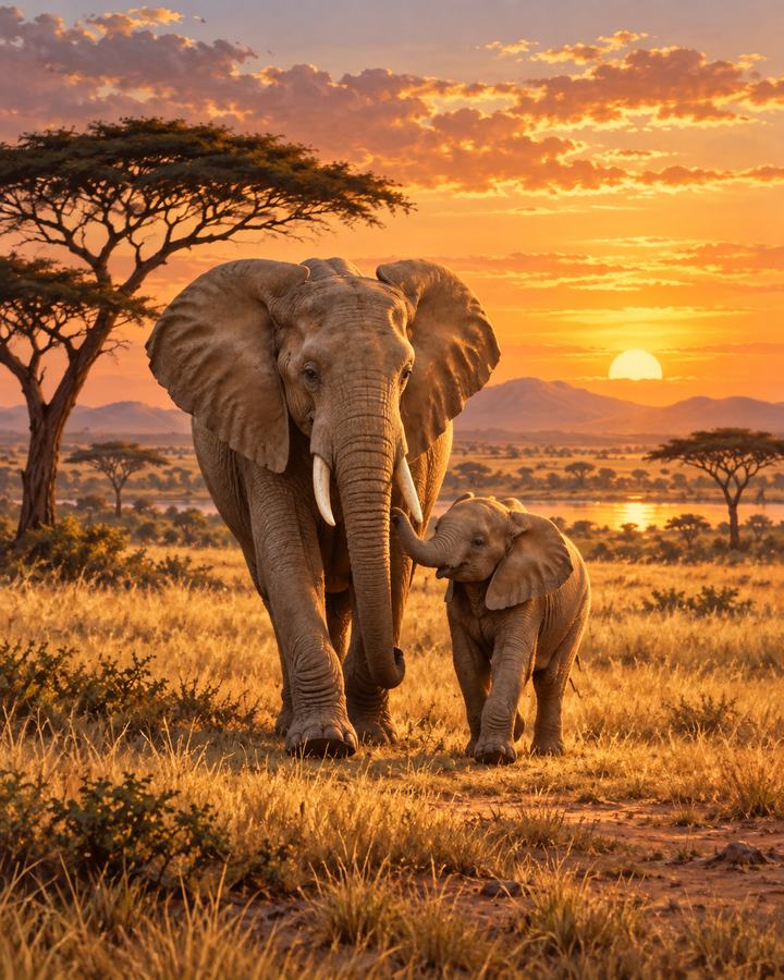 Original elephant and calf photo