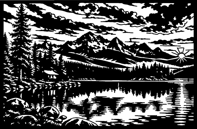 Mountain lake wall art