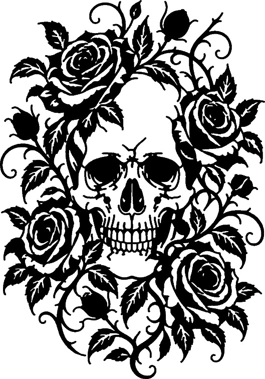 Skull and roses wall art