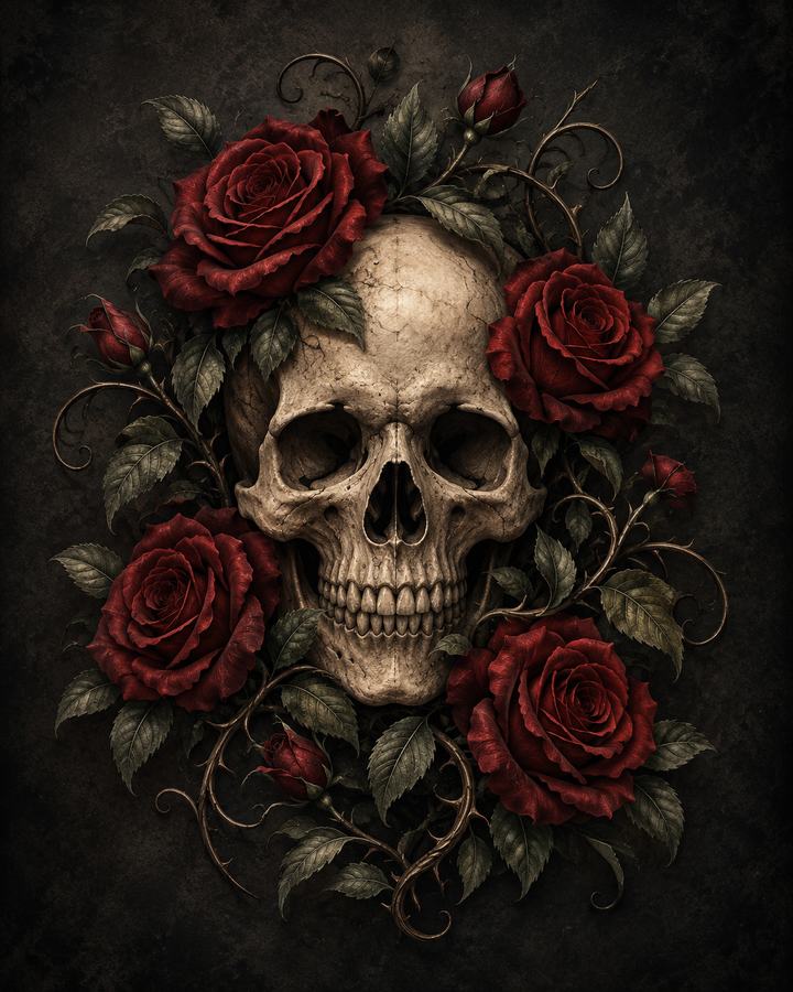 Original skull and roses photo